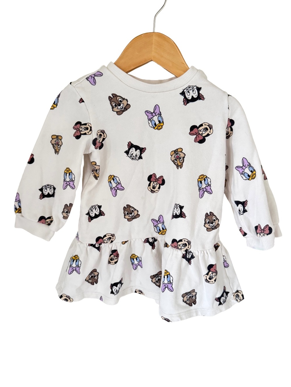 H&M Disney Girls Character Peplum Sweatshirt Dress 18 months